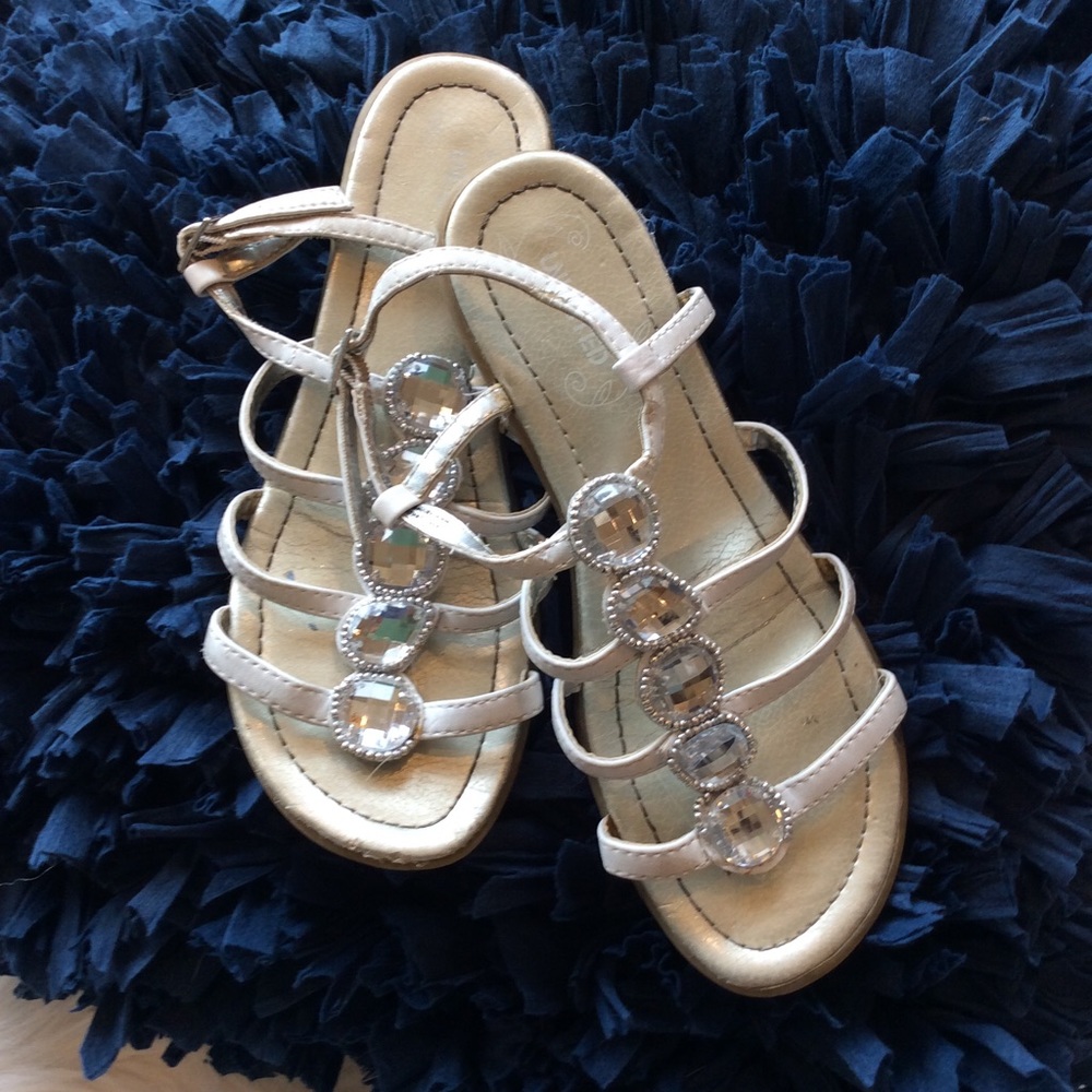 Sandals White Unlisted  Bling Strappy Girls 3.5
